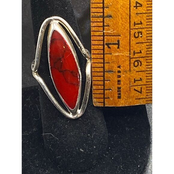 ATI Vintage Sterling silver 925 oval elongated red jasper ring Mexico - Picture 12 of 12